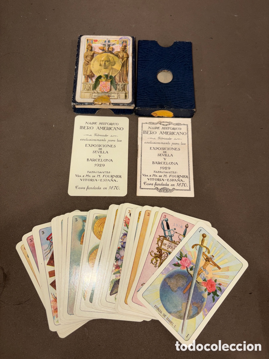 Barajas de cartas: BARAJA NAIPE HIST&Oacute;RICO IBERO AMERICANO EXPOSICIONES SEVILLA Y BARCELONA 1929.FABRICANTE FOURNIER