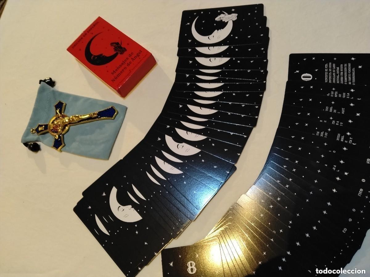 Kartenspiele: LOTE DE 2 UND- CARTAS TAROT (MENSAJES DE N&Uacute;MERO DE ANGEL) + CRUS DE SAN BENITO + BOLSITA TERCIOPELO