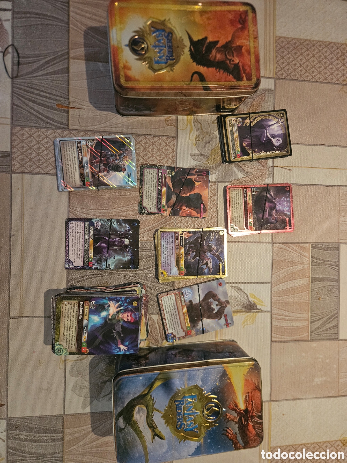 Barajas de cartas: Lote 195 Cartas Fantasy Riders Panini + Ediciones Limitadas + 2 Cajas Met&aacute;licas