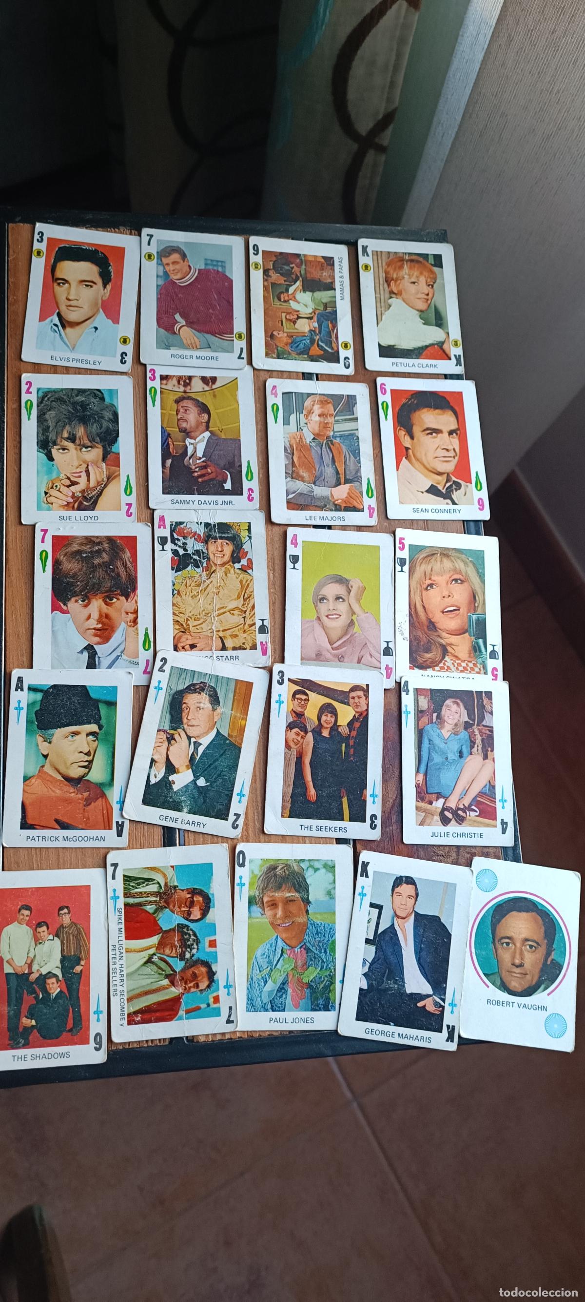 Barajas de cartas: 21 Cromos Cartas Naipes Baraja Incompleta Famosos de T.V. TV Fher M&uacute;sica Cine 1968