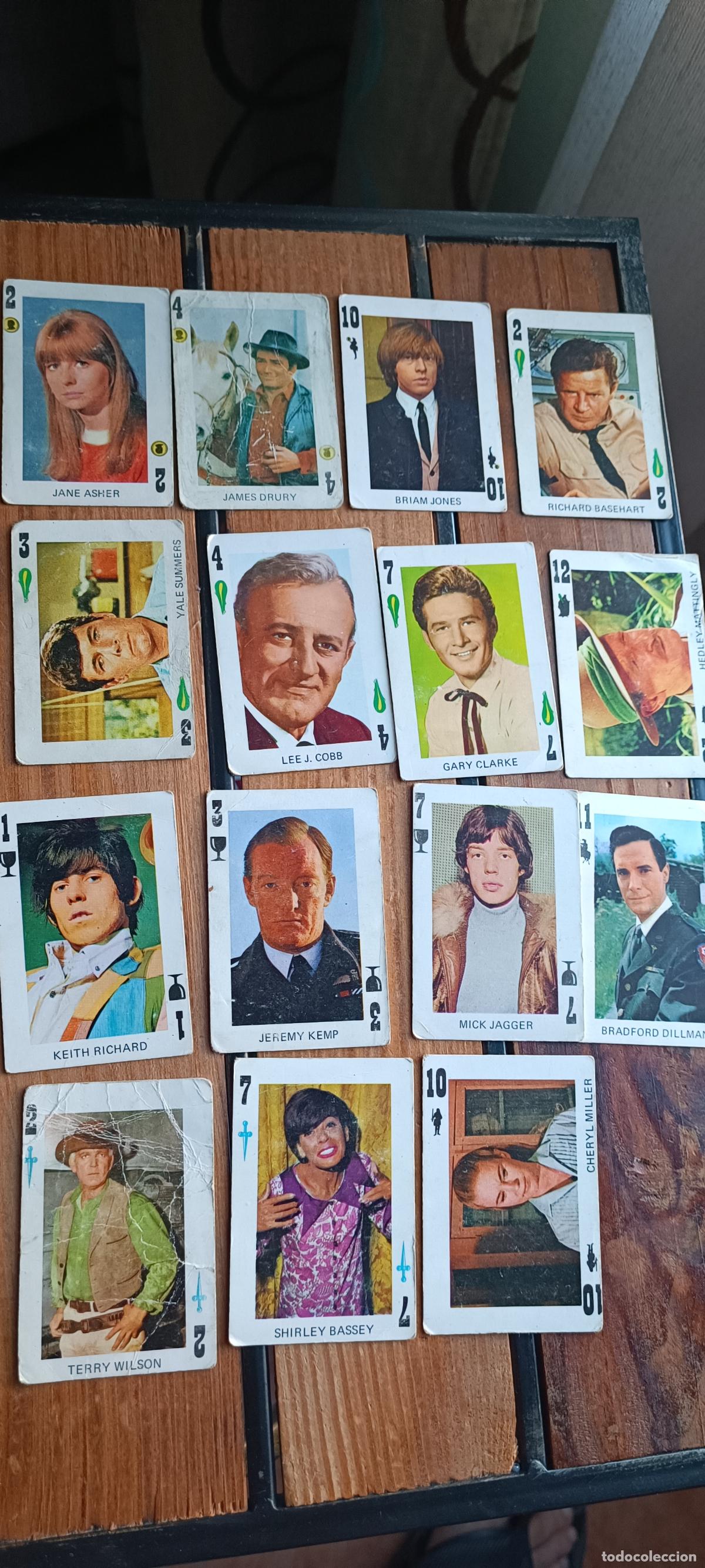 Barajas de cartas: 15 Cromos Cartas Naipes Baraja Incompleta Famosos de T.V. TV Fher M&uacute;sica Cine 1968