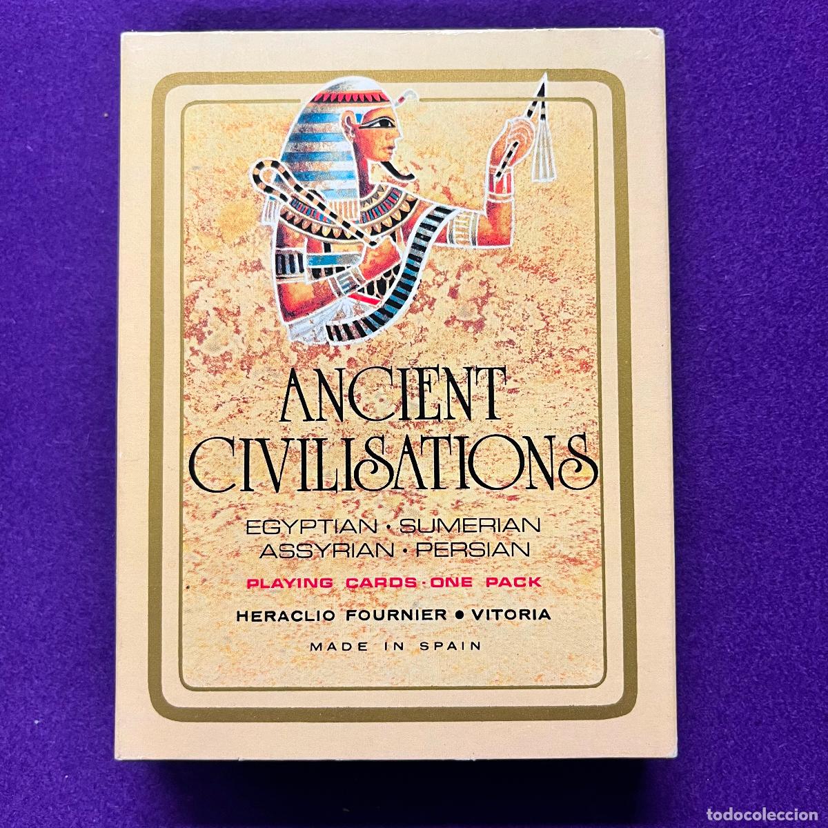 Barajas de cartas: BARAJA FOURNIER. ANCIENT CIVILISATIONS. CARTAS PRECINTADAS. 1980. CON FOLLETO.