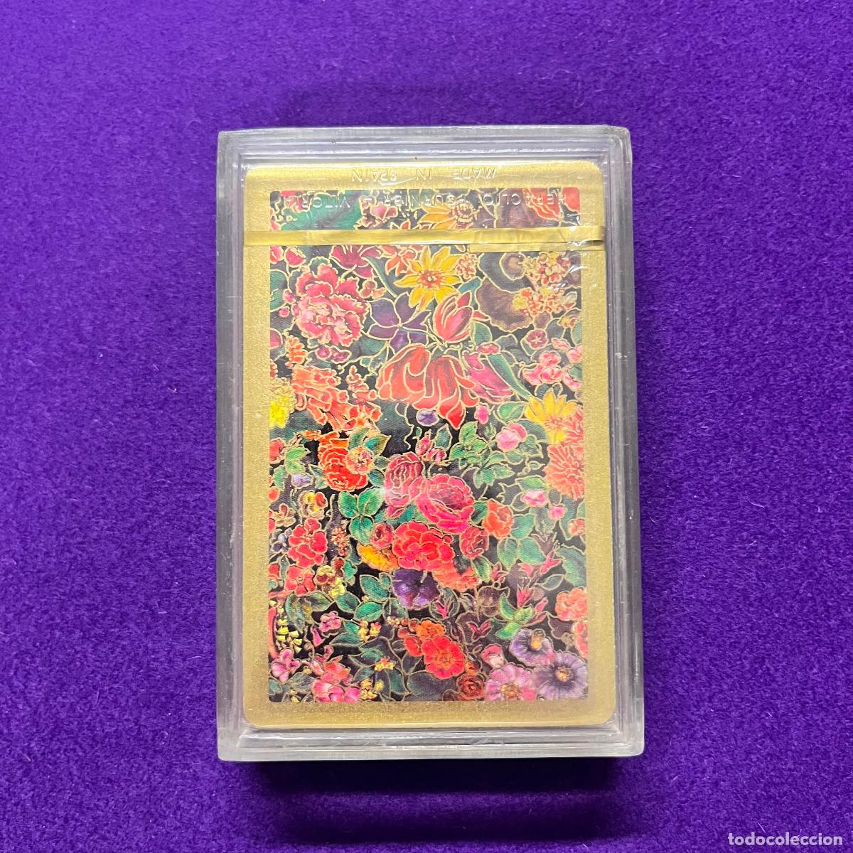 Barajas de cartas: BARAJA FOURNIER POKER. REVERSO FLORES. CON TIMBRE. PRECINTADA. SIN USAR.