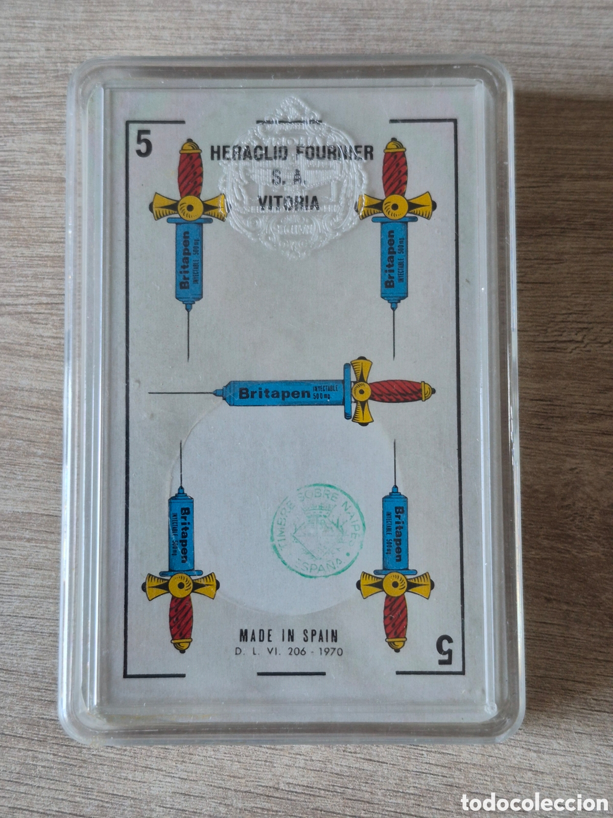 Barajas de cartas: ESCASA Baraja Naipes Fournier Laboratorio BEECHAM Britapen - PRECINTADA -a&ntilde;o 1970 - Muy BONITA