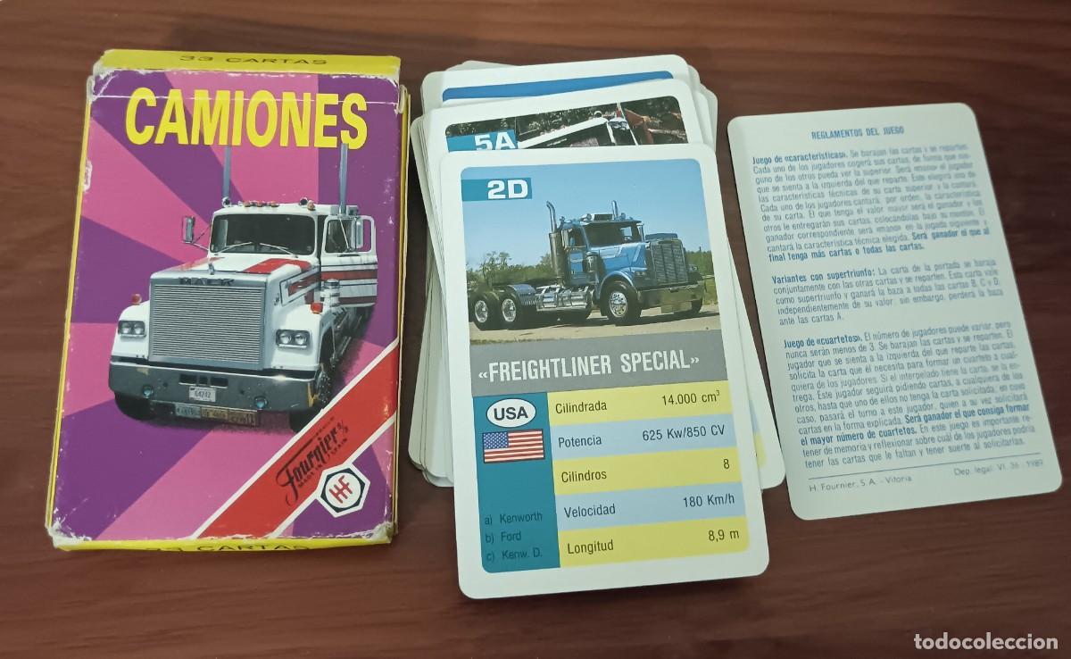 Barajas de cartas: BARAJA COMPLETA CAMIONES H. FOURNIER A&Ntilde;O 1989 CON REGLAMENTO