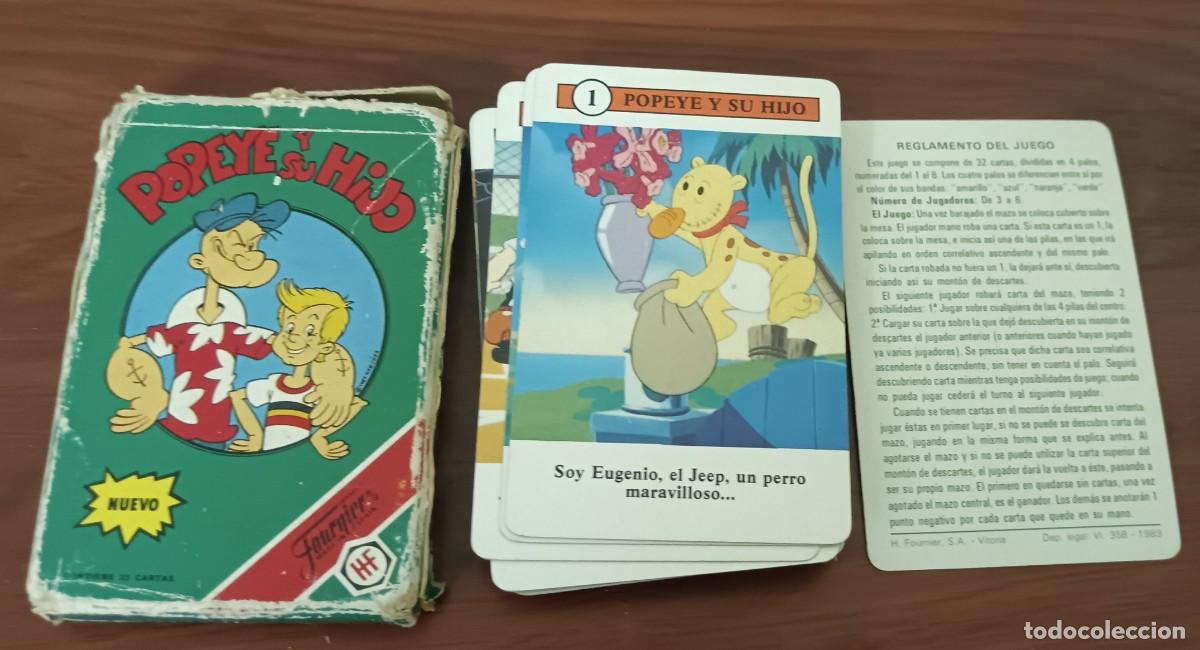 Barajas de cartas: BARAJA COMPLETA POPEYE Y SU HIJO H. FOURNIER A&Ntilde;O 1989 CON REGLAMENTO