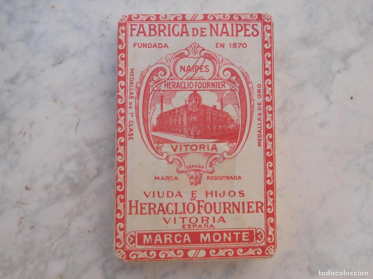 Barajas de cartas: Juego de cartas antiguo precintado Fournier marca monte 40 Naipes