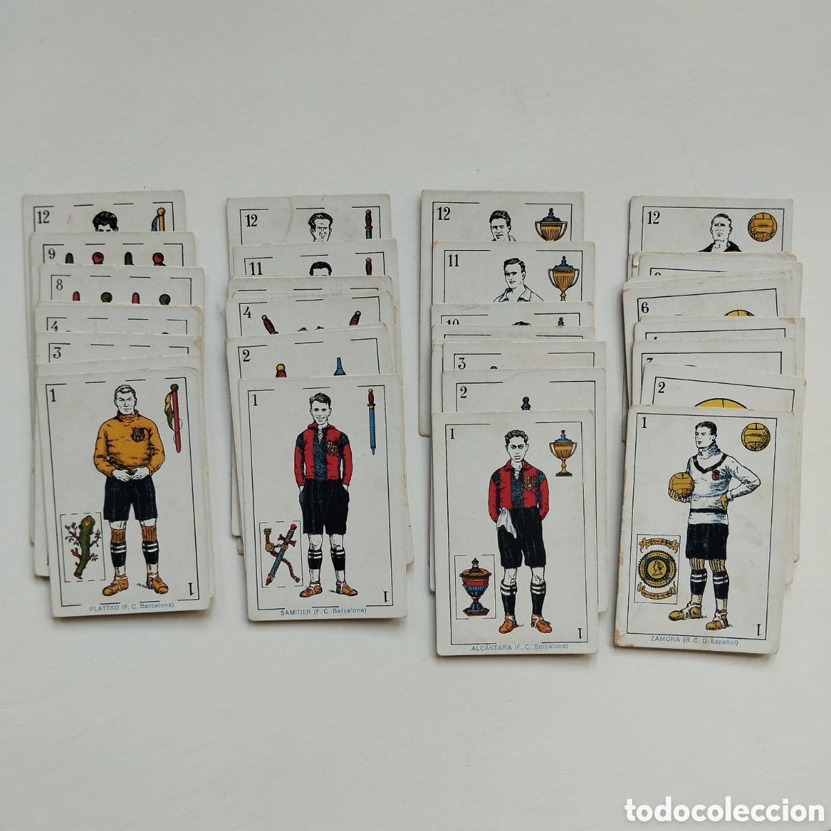 Barajas de cartas: 48 NAIPES BARAJA FUTBOL CHOCOLATES AMATLLER COMPLETA SAMITIER ZAMORA ALC&Aacute;NTARA PLATTKO FOOTBALL