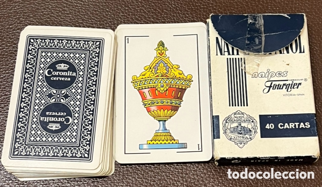 Barajas de cartas: Baraja Espa&ntilde;ola. Publicidad Cerveza CORONITA. Fournier.