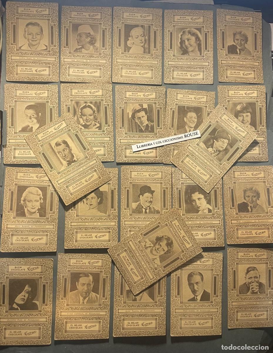 Barajas de cartas: ANTIGUA BARAJA INCOMPLETA (22 CARTAS) CHOCOLATES TORRAS POR UN LADO ARTISTAS DE CINE Y POR EL ORTRO