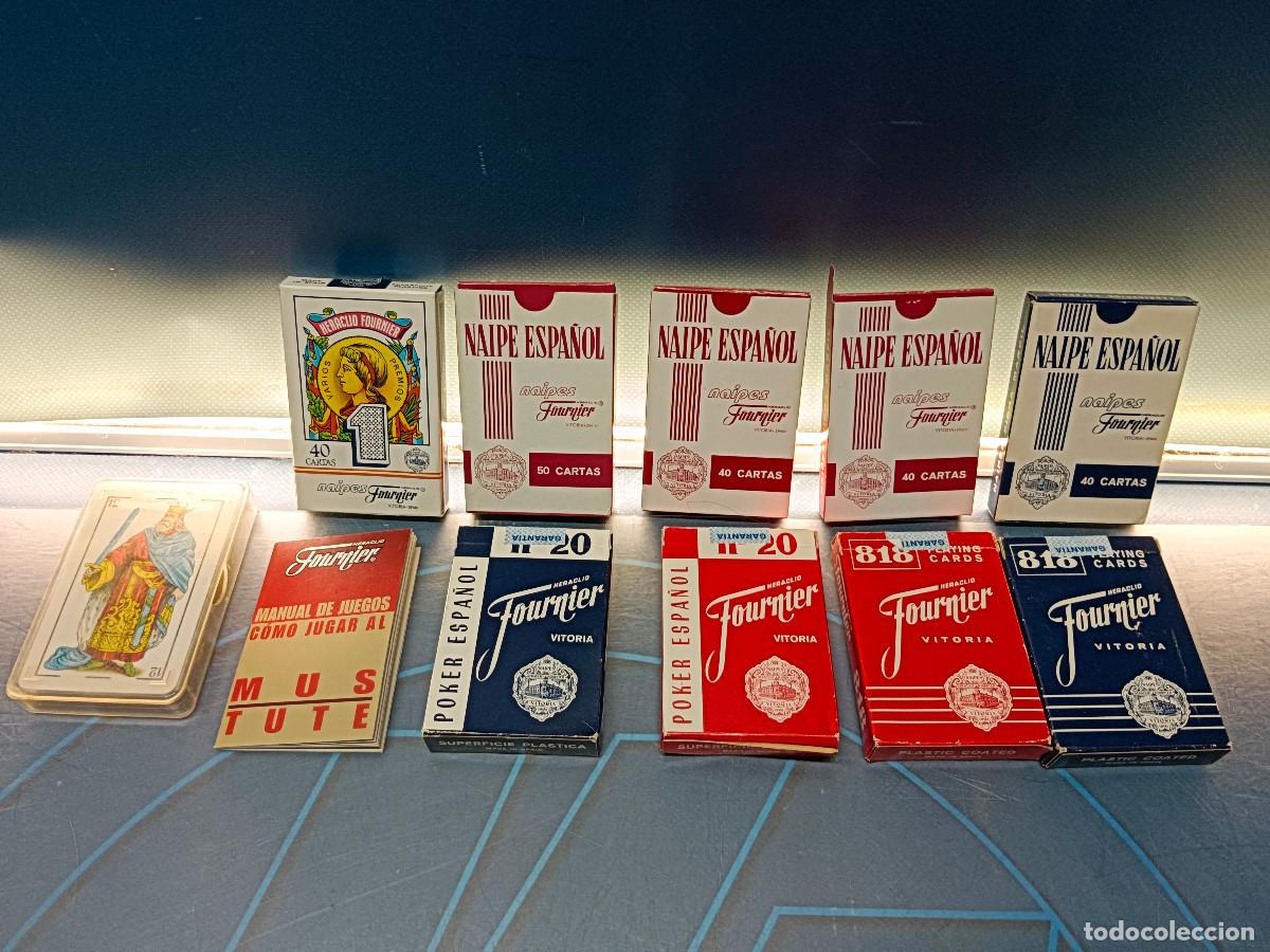 Barajas de cartas: Lote de 10 barajas de cartas Fournier, abiertas pero en buen estado