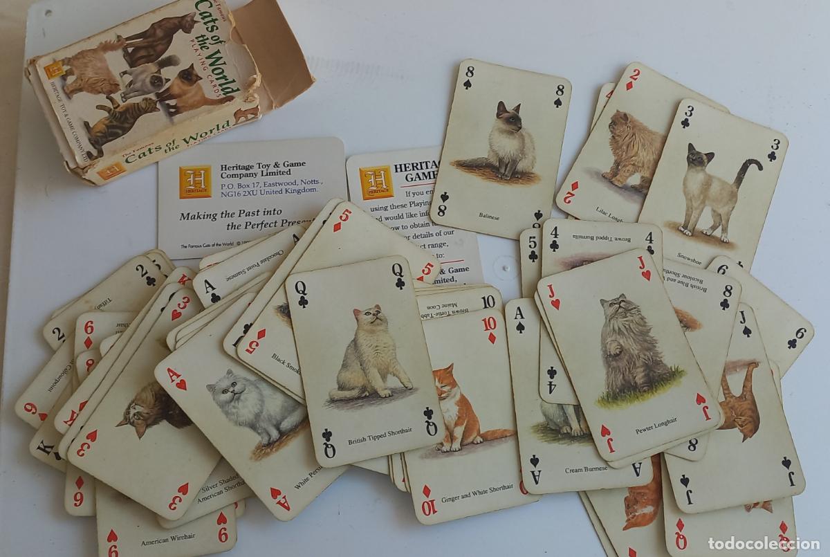 Barajas de cartas: Baraja de cartas de Gatos. The famous cats of the world playing cards. 1997 . heritage toy& game co