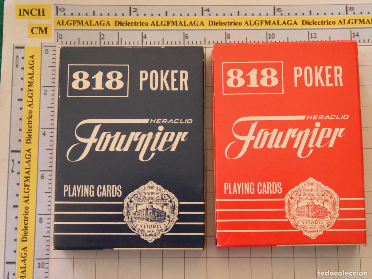 Playing Cards: 2 BARAJAS DE CARTAS DE P&Oacute;KER. FOURNIER. ESTAMPADO ROJO AZUL. 818. 200GR