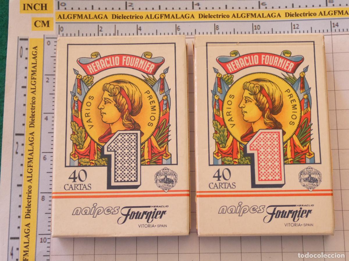 Barajas de cartas: 2 BARAJAS DE CARTAS ESPA&Ntilde;OLA. FOURNIER. ESTAMPADO ROJO AZUL. N&ordm; 1. 160GR
