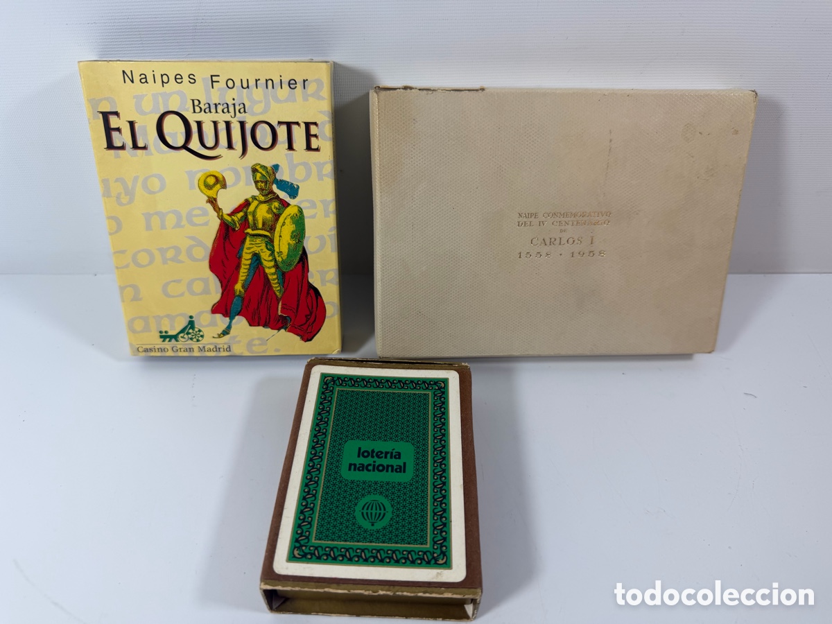 Playing Cards: LOTE DE 4 BARAJAS FOURNIER &ndash; CARLOS I 1958, EL QUIJOTE Y LOTER&Iacute;A NACIONAL &ndash; COMPLETAS