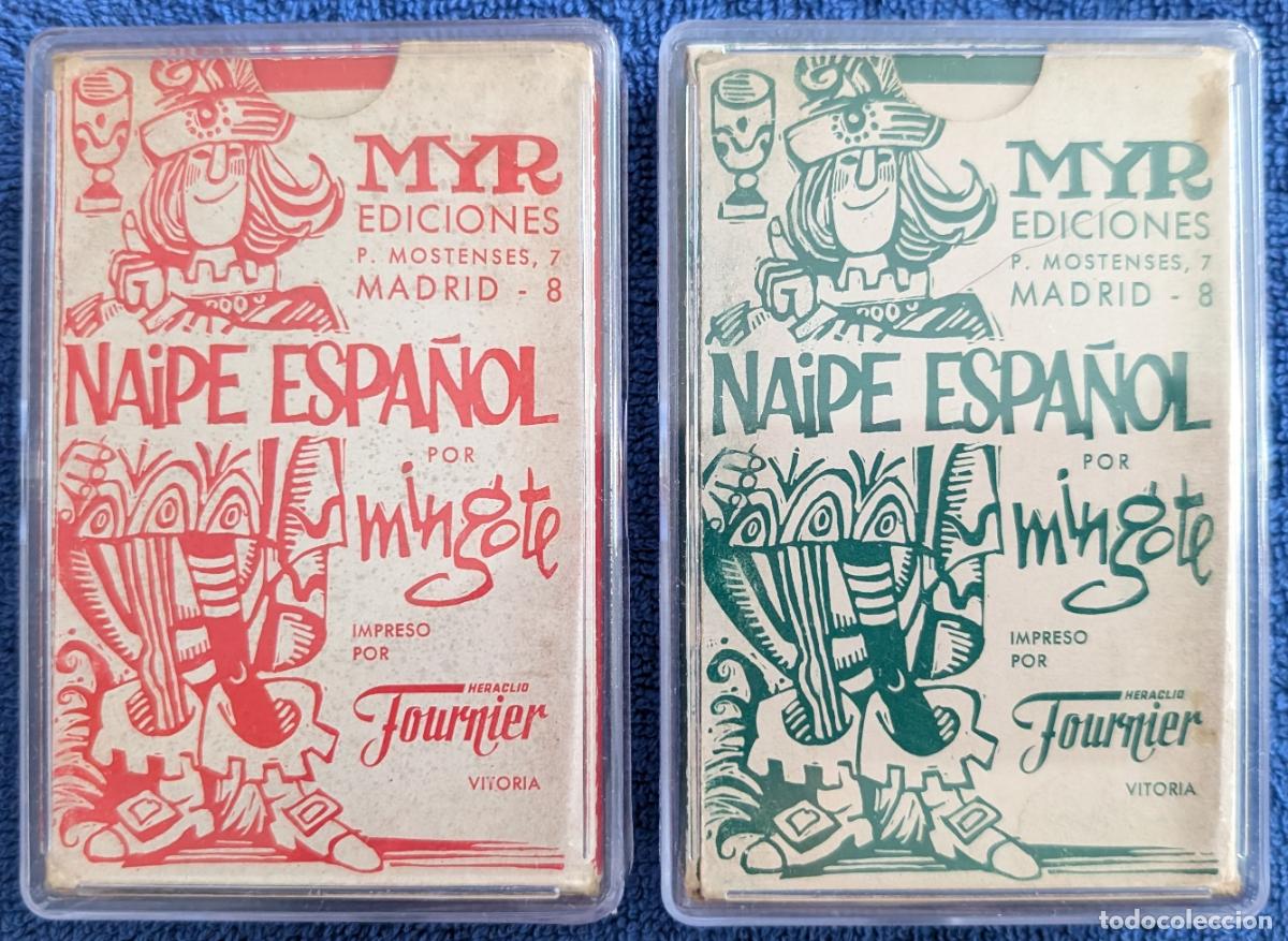 Barajas de cartas: Lote de dos barajas espa&ntilde;olas ilustradas por Mingote - Ediciones Myr - Fournier (1967)