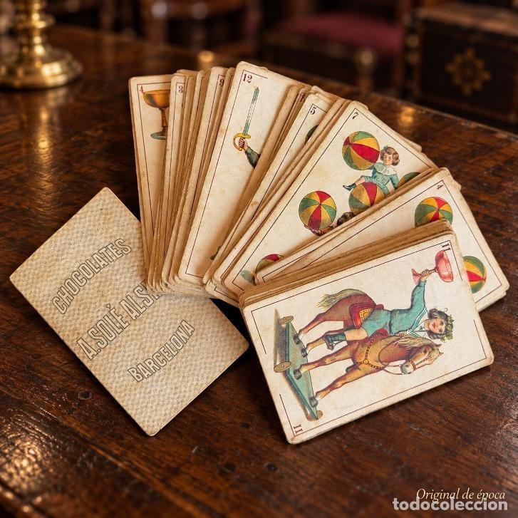 Mazzi di carte: (CHO-660) BARAJA DE CARTAS COMPLETA ESPA&Ntilde;OLA CROMOS CHOCOLATES A. SOLE ALSINA BARCELONA A&Ntilde;O 1890