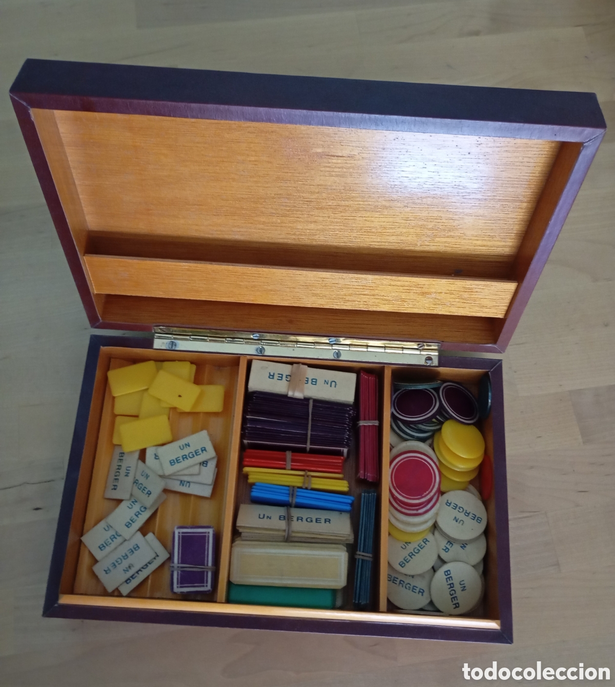 Jeux de cartes: Antiguas fichas juego Un Berger marcadores vintage fichas redondas listones cartas poker Caja puros
