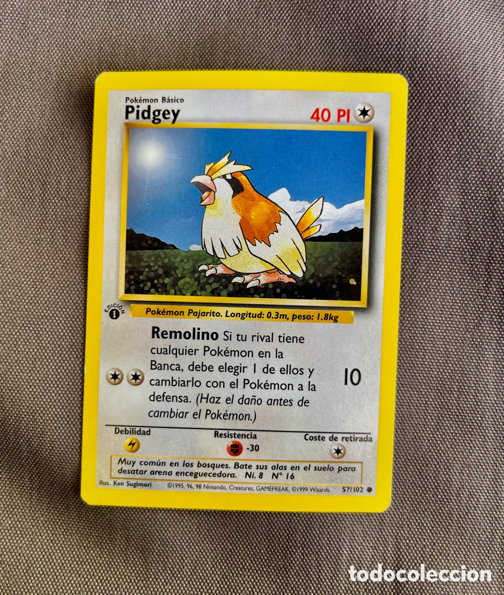 Barajas de cartas: Carta Pok&eacute;mon 1&ordf; edici&oacute;n Base Set Pidgey
