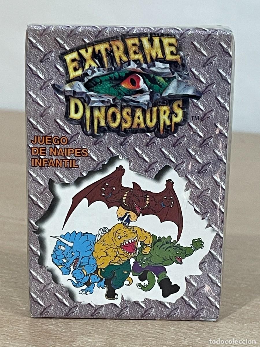 Barajas de cartas: Baraja de Cartas infantil EXTREME DINOSAURS a&ntilde;o 1998 Made in Spain Heraclio Fournier naipes jurassic
