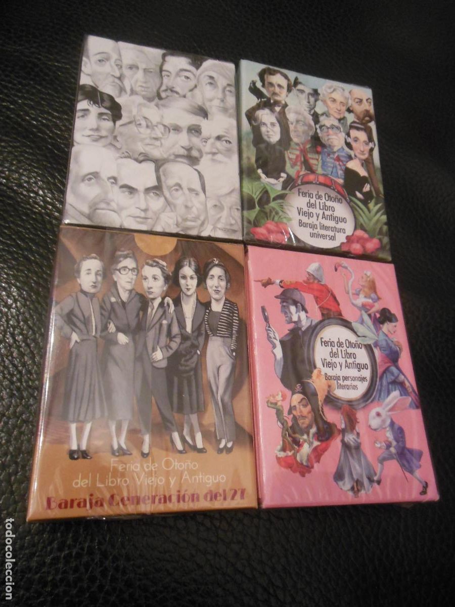 Barajas de cartas: SET DE 4 COMPLETO FOURNIER BARAJA LITERATURA - FERIA DE OTO&Ntilde;O DEL LIBRO FERNANDO VICENTE 2023-2026