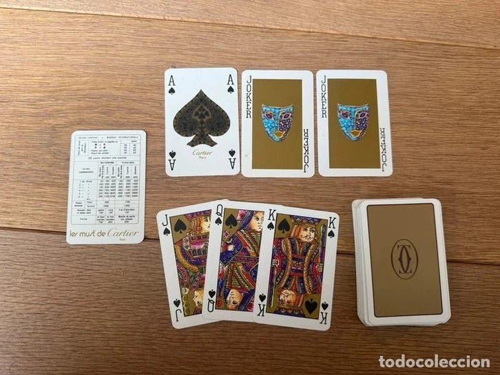 Barajas de cartas: Baraja de lujo Les Must de Cartier Paris dorada bridge vintage con 2 comodines