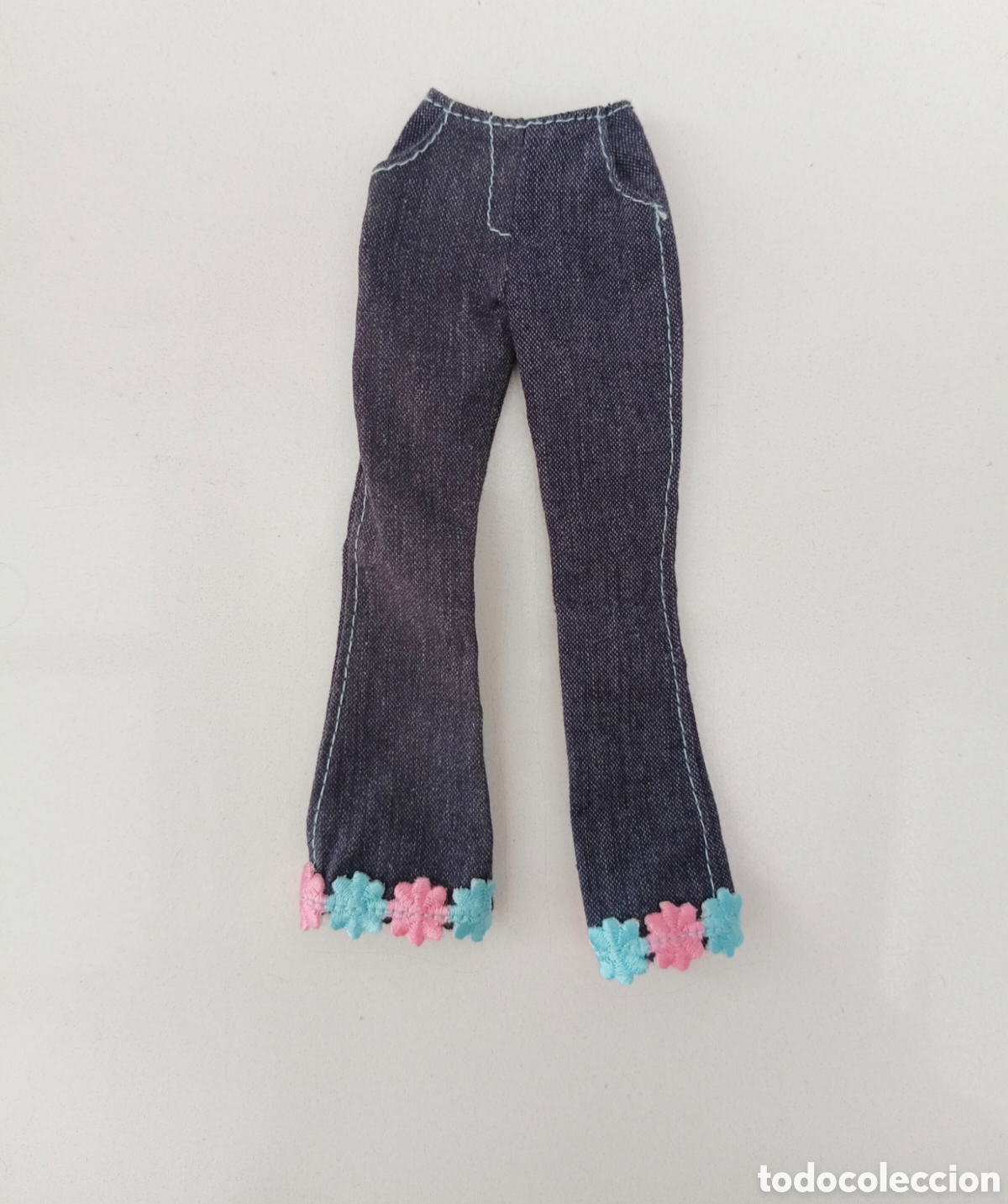 Barbie y Ken: Barbie Fashion Avenue Authentic Jeans 1998 pantal&oacute;n vaquero de campana con flores a&ntilde;os 90