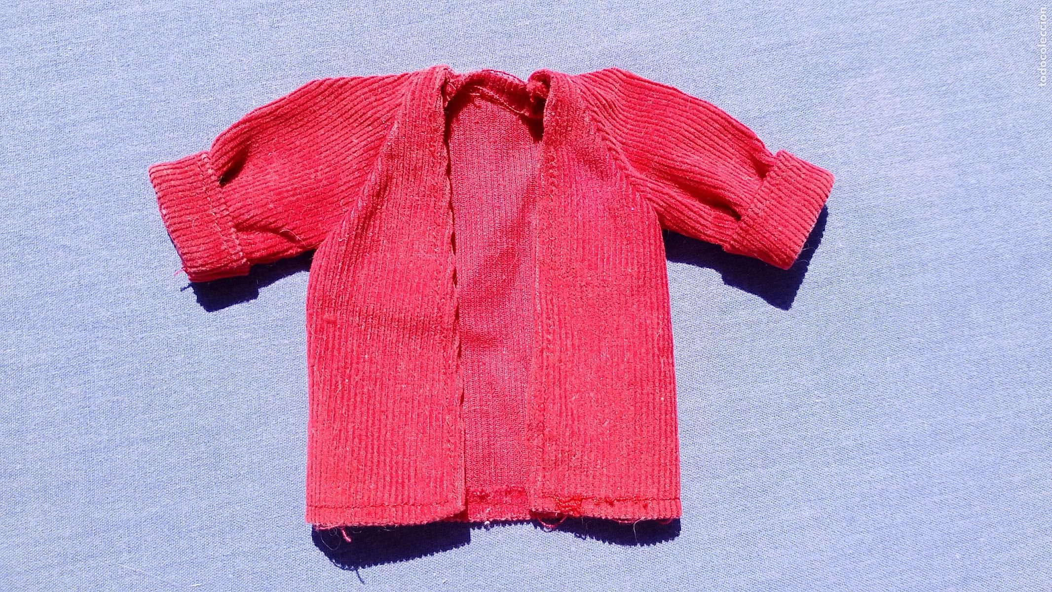 Barbie y Ken: Antigua chaqueta de pana roja para mu&ntilde;ecas maniqu&iacute; Barbie, Sindy o Tressy