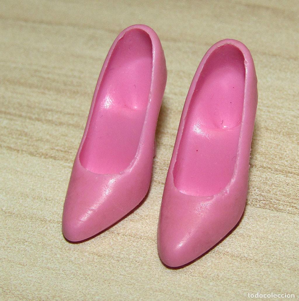 Barbie y Ken: ANTIGUO PAR DE ZAPATOS DE TAC&Oacute;N - ORIGINAL BARBIE CONGOST - ROSA MEDIO - A&Ntilde;OS 70/80
