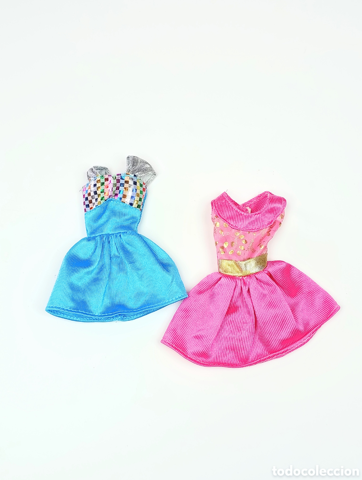 Barbie y Ken: Lote dos vestidos Barbie a&ntilde;os 90 fucsia y azul