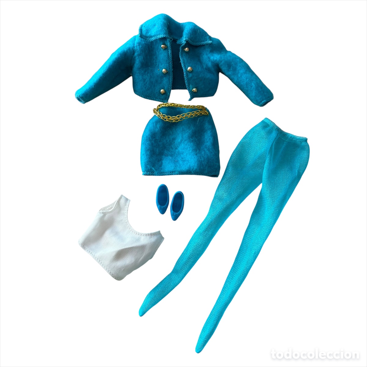 Barbie y Ken: Conjunto de la mu&ntilde;eca Barbie Boutique Fashion Avenue 1996 falda azul chaqueta medias
