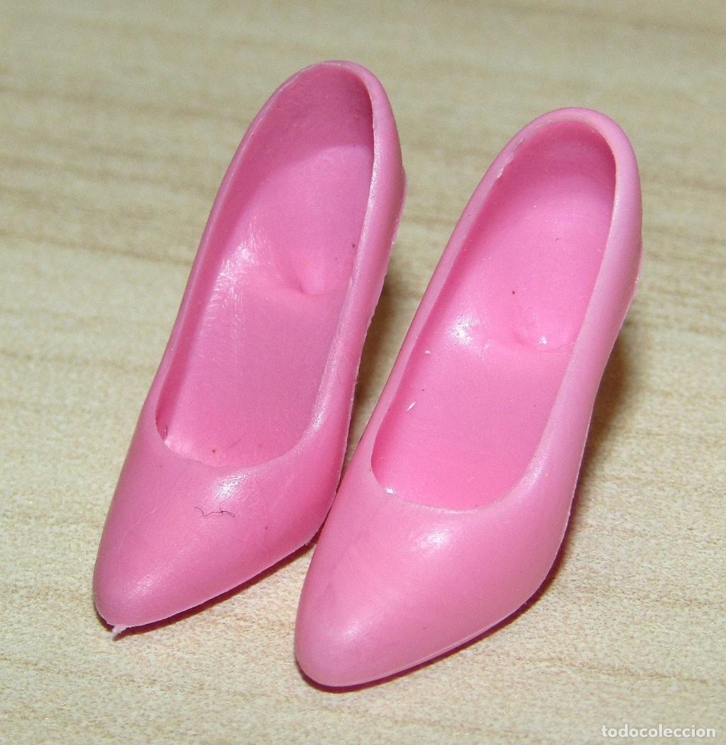 Barbie y Ken: ANTIGUO PAR DE ZAPATOS DE TAC&Oacute;N - ORIGINAL BARBIE CONGOST - ROSA MEDIO - A&Ntilde;OS 70/80