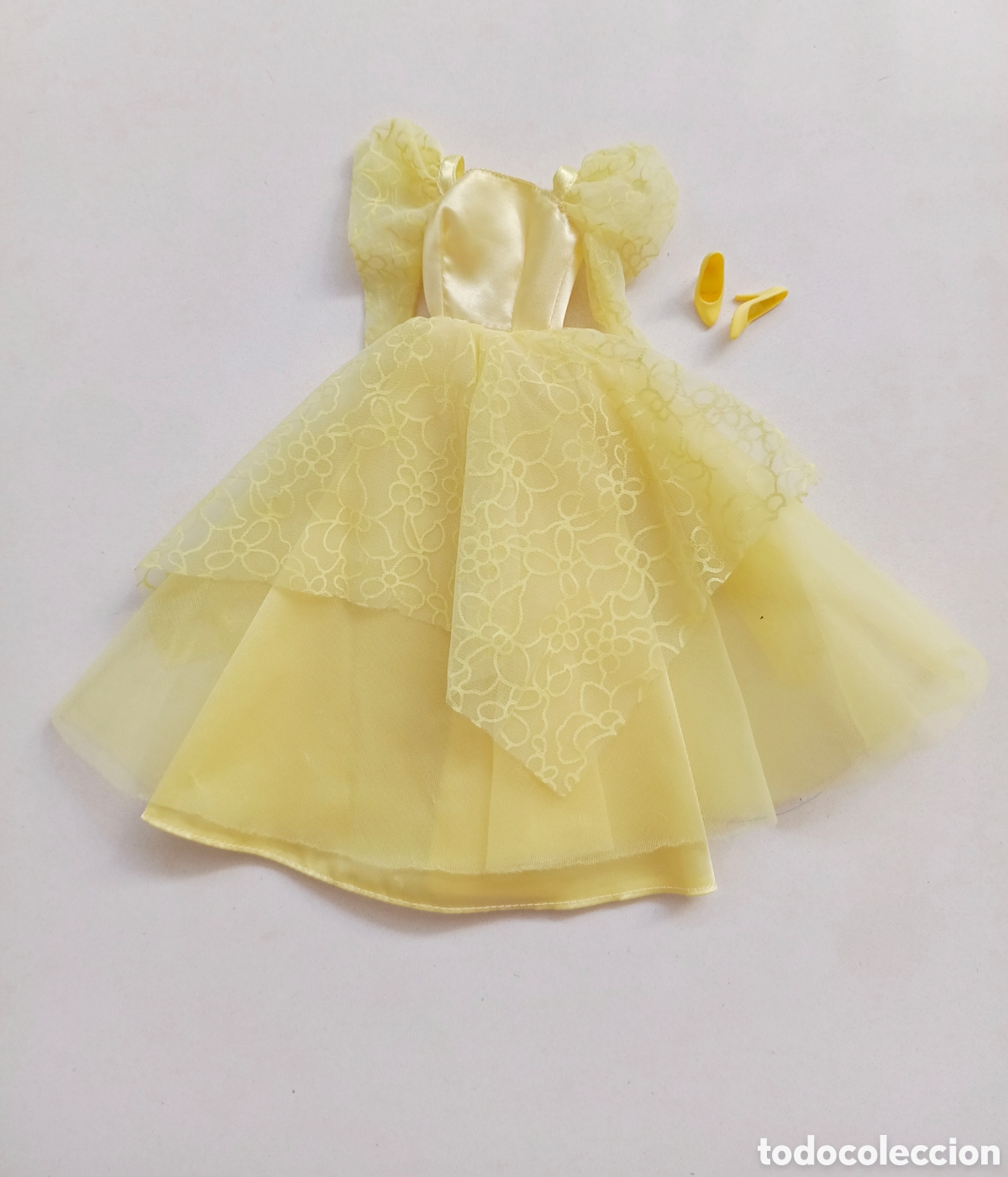 Barbie y Ken: Barbie Dream Glow fashions 1985 vestido amarillo fiesta y zapatos a&ntilde;os 80