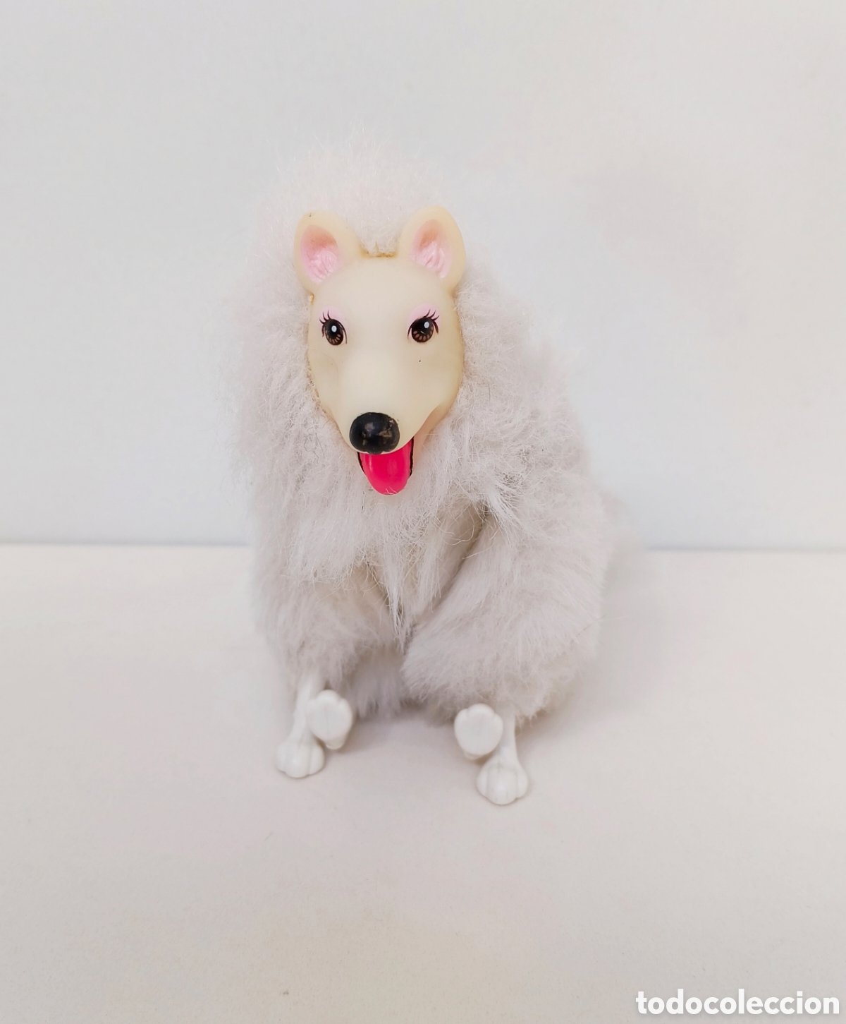 Barbie y Ken: Barbie perrito Snowball 1991 perro pelo blanco y largo Collie Mattel. La cabeza la tiene fija.