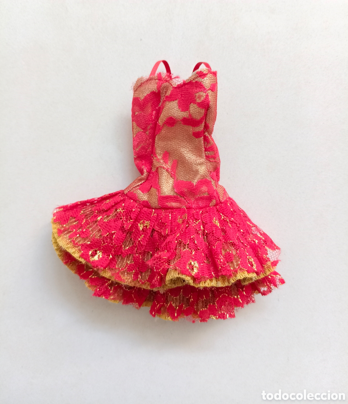 Barbie y Ken: Barbie Alta costura Valery vestido encaje rojo y dorado Spain a&ntilde;os 80 congost