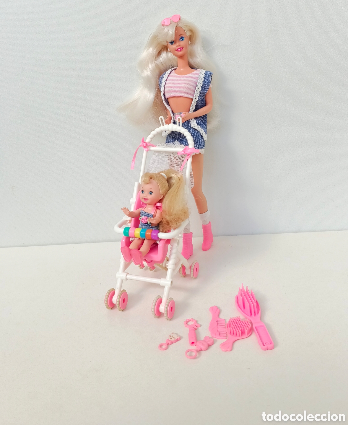 Barbie y Ken: Barbie Strollin Fun 1996 carrito de bebe y accesorios Shelly van de paseo a&ntilde;os 90