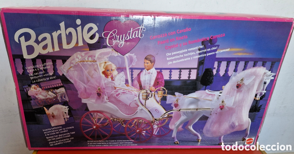 Barbie y Ken: CARROZA CON CABALLO BARBIE CRYSTAL.MATTEL 1992.SIN USO,EN CAJA.CON FALLO.