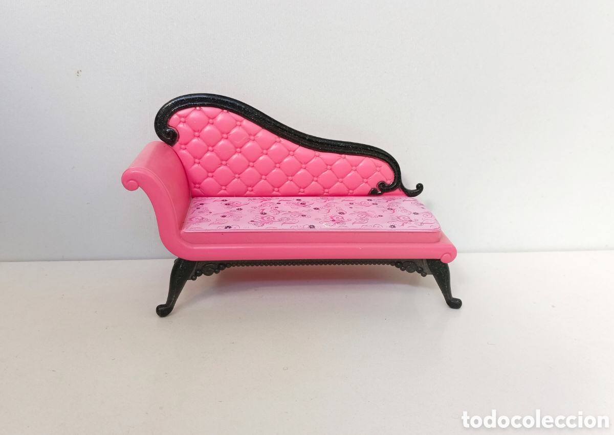 Barbie y Ken: Barbie Glam series House Chaise Lounge 2008 Sofa div&aacute;n rosa y negro Fashion Fever accesorios casa