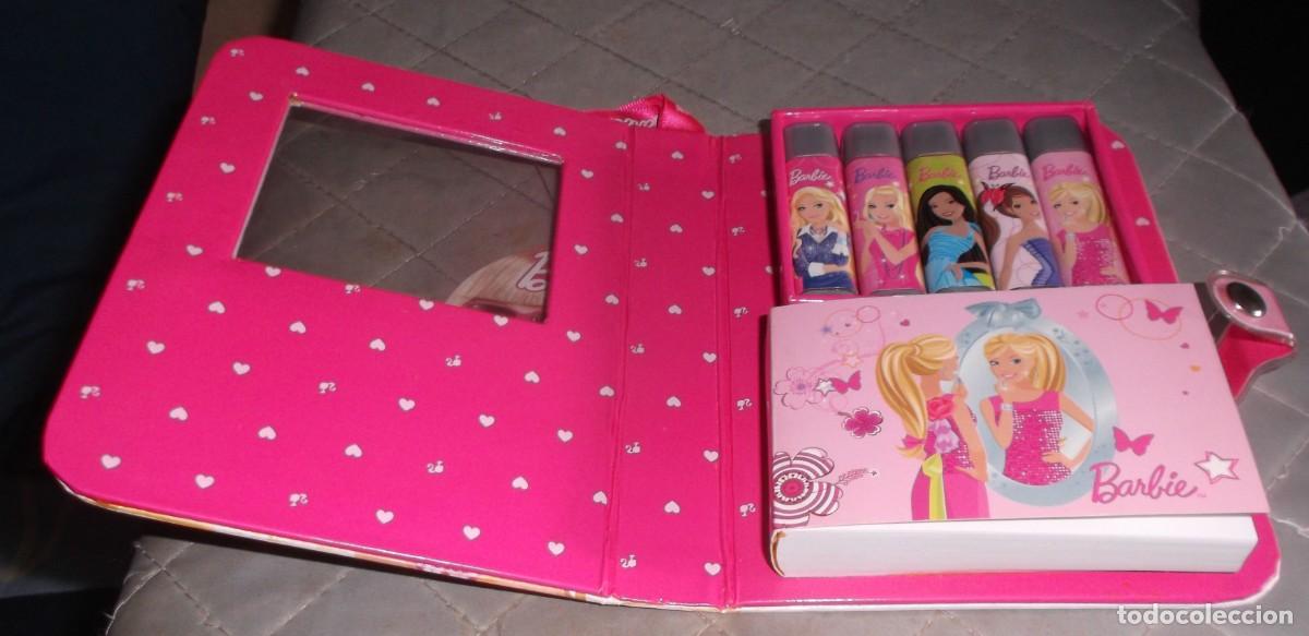 Barbie y Ken: estuche agenda de cosmetica barbie con libreta para apuntes y brillo labial