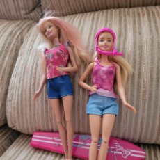 Barbie y Ken: MUÑECAS BARBIES DEPORTISTAS (2) Y TABLA DE SURF-COLA DE SIRENA