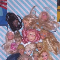 Barbie y Ken: LOTE DE 15 CABEZAS DE MUÑECAS BARBIE, DISNEY Y BOOTLEGS, CON DEFECTOS, IDEALES PARA CUSTOMIZAR