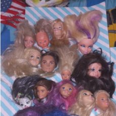 Barbie y Ken: LOTE DE 15 CABEZAS DE MUÑECAS BARBIE, DISNEY, BRATZ Y BOOTLEGS, CON DEFECTOS,IDEALES PARA CUSTOMIZAR