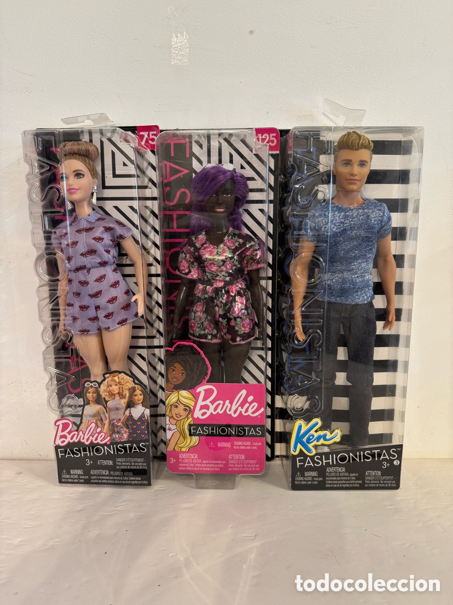 Barbie y Ken: Lote Barbie fashionista 1, 75 y 125