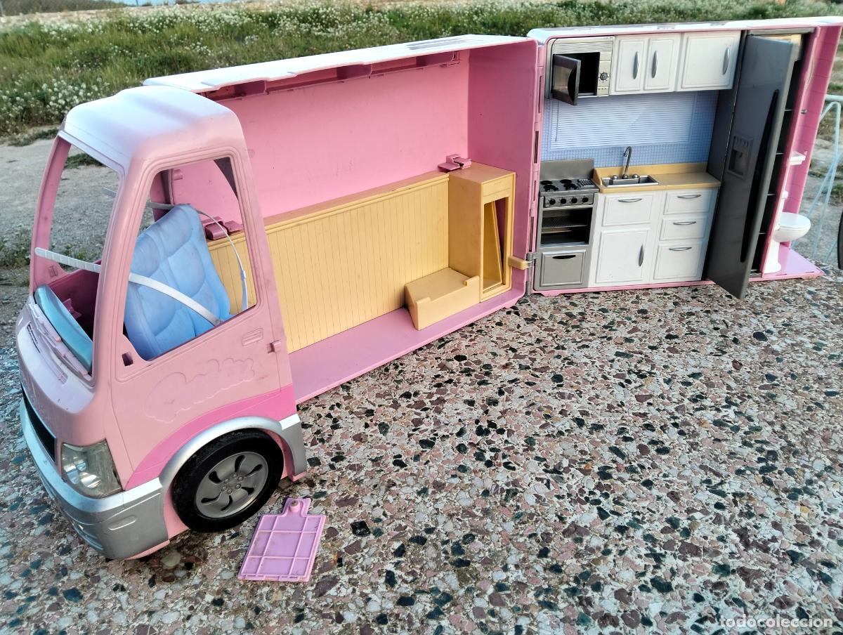 Barbie y Ken: Autocaravana de Barbie rosa antigua a&ntilde;os 80-90 caravana veh&iacute;culo juguete roulotte