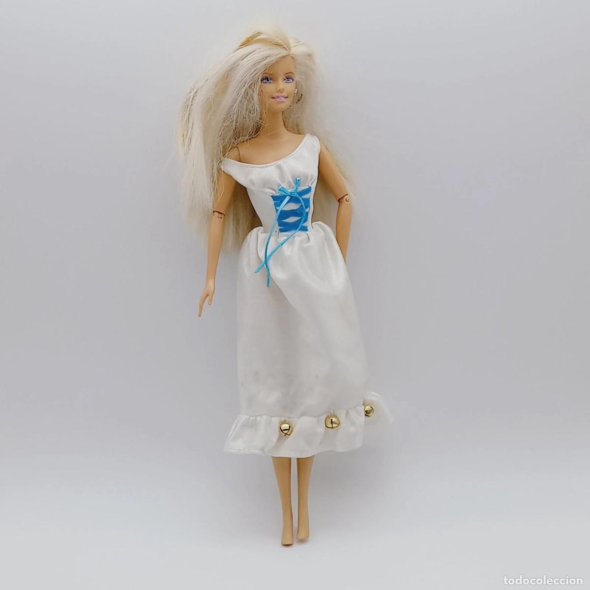 Barbie y Ken: Mu&ntilde;eca Barbie articulada 1999 vestido blanco con cordel azul Mattel Indonesia original