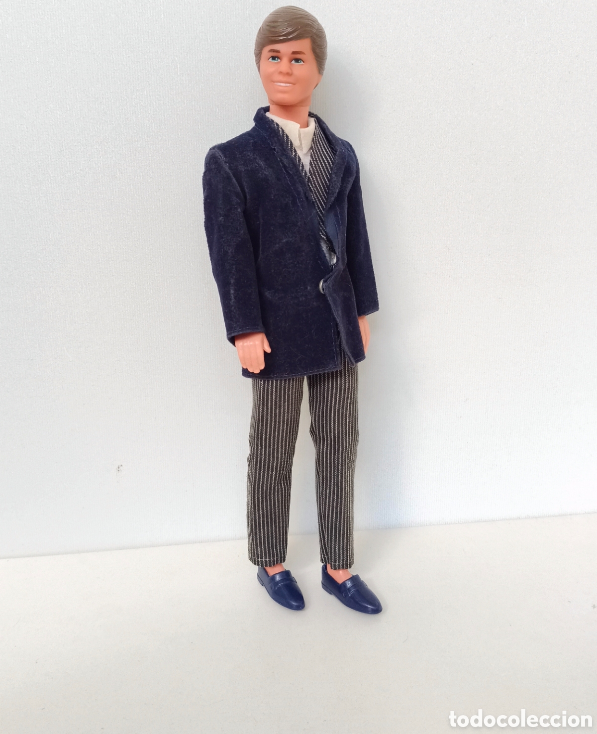 Barbie y Ken: Ken Noche y D&iacute;a 1985 Spain con traje azul, pelo casta&ntilde;o vintage a&ntilde;os 80 Barbie