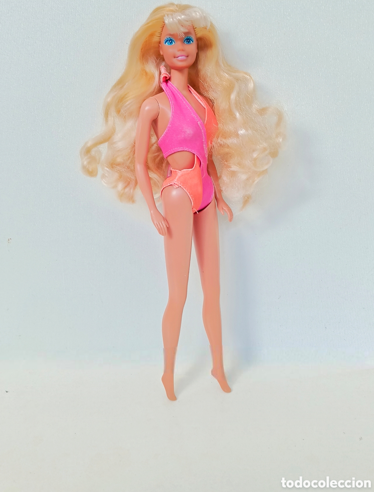 Barbie y Ken: Barbie Wet n' Wild Spain 1989 con ba&ntilde;ador naranja y rosa a&ntilde;os 80