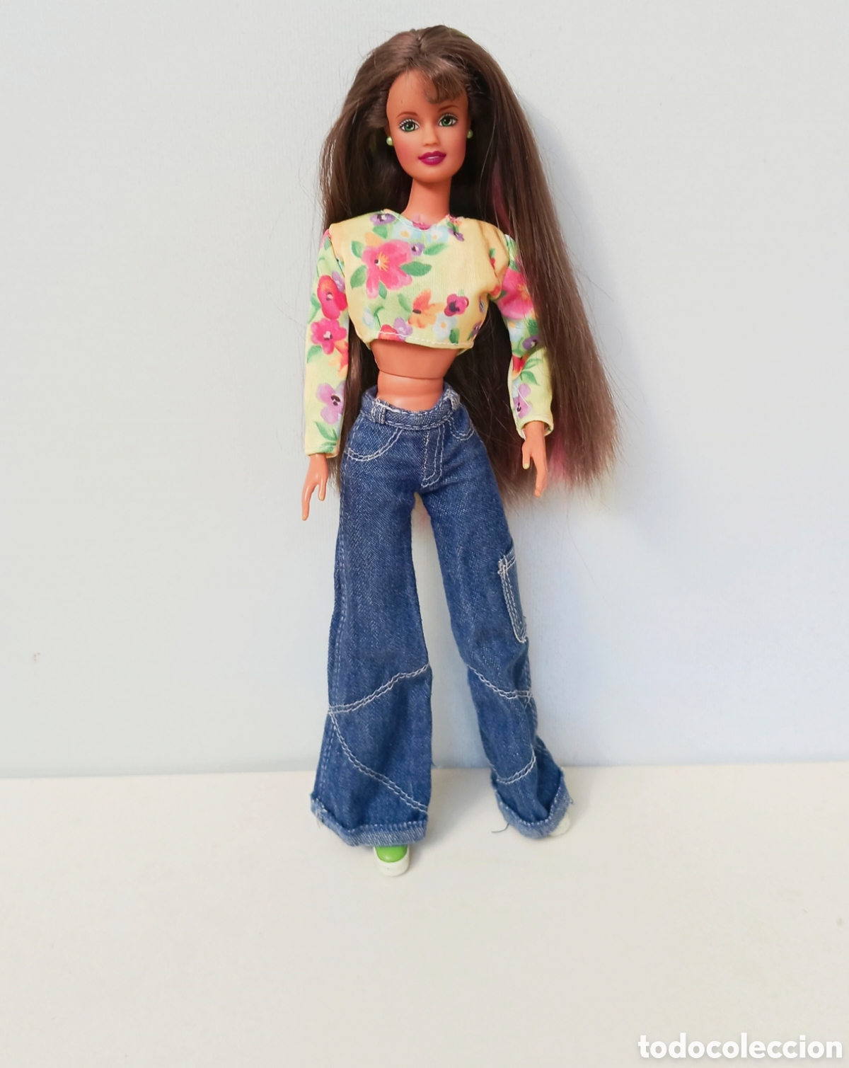 Barbie y Ken: Barbie Happenin Hair Teresa 1998 pelo casta&ntilde;o verde rosa cuerpo art&iacute;culado a&ntilde;os 90