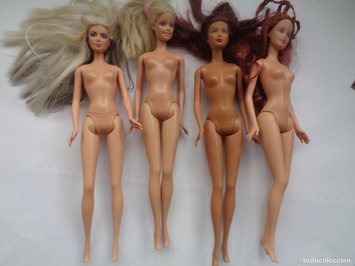 Barbie y Ken: LOTE DE 4 MU&Ntilde;ECAS BARBIE DE MATTEL , RUBIAS Y CASTA&Ntilde;AS