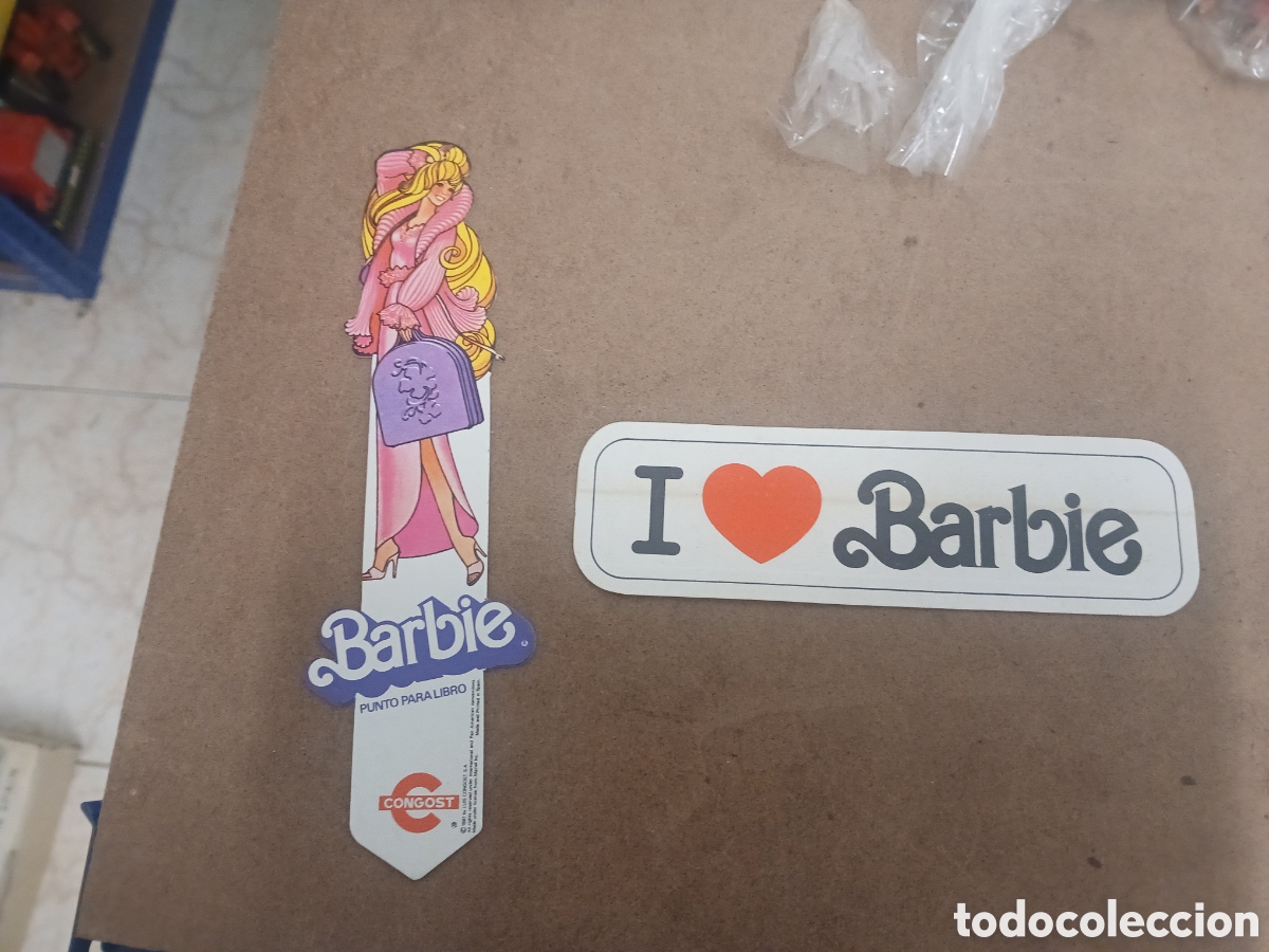 Barbie y Ken: Barbie congost pegatina y punto de libro original a&ntilde;os 80